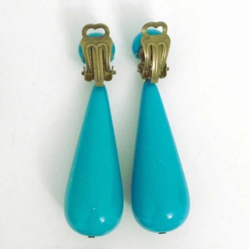 Vintage Clip Earring Lot (Set of 5)- Black, Silver, Blue,‎ Green, Pink